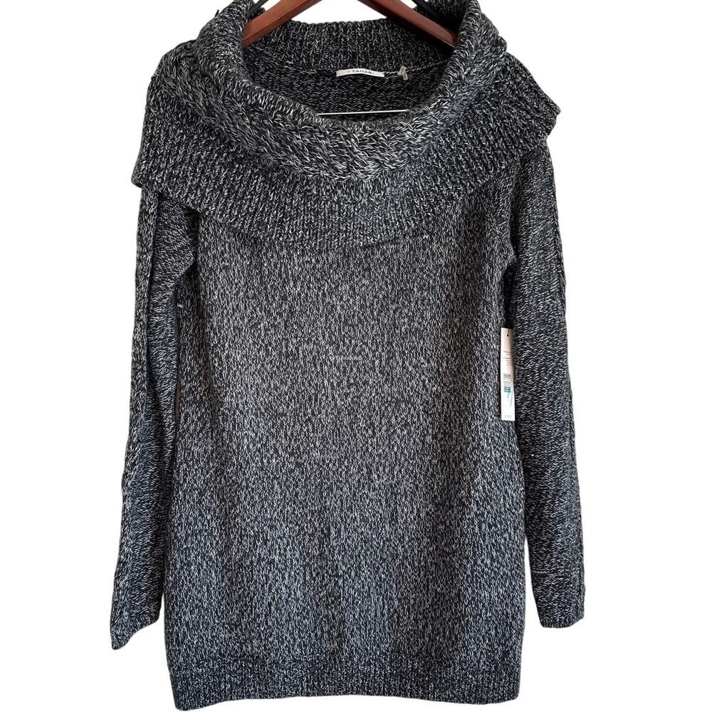 Tahari Mara Cowl Neck Knit Wool Blend Sweater Small NWT Gray Textured Cozy